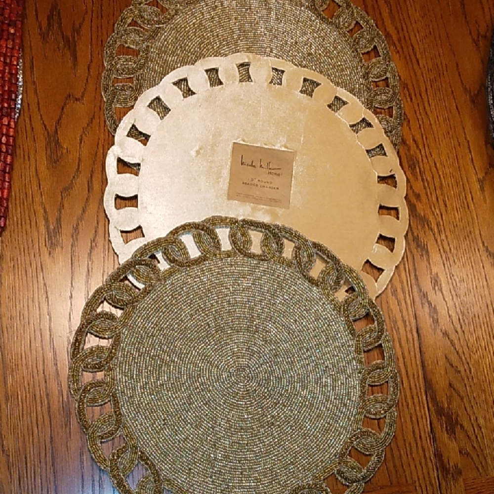 Set Of Three Nicole Miller Home Beaded Chargers/Placemats
